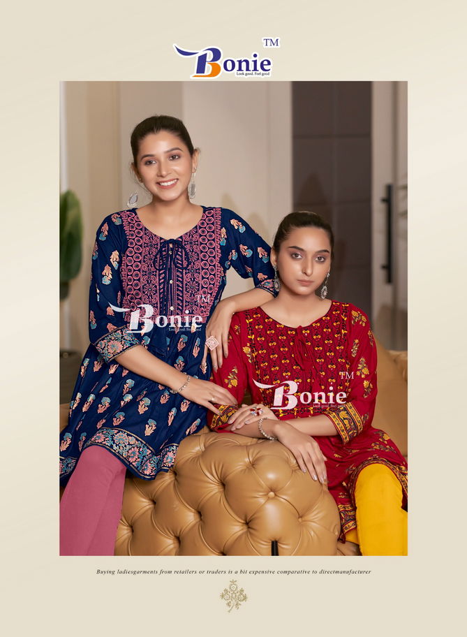 Nikki By Bonie Rayon Printed Short Kurtis Wholesale Price In Surat